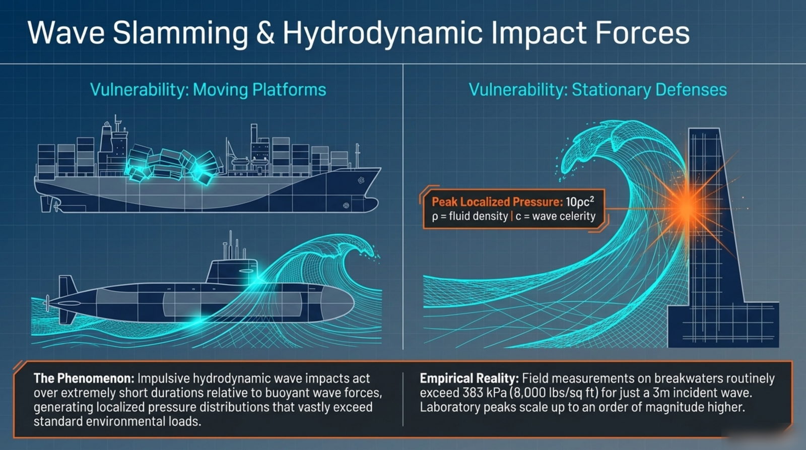 Wave slamming: the impact zone, not the average load, decides the size of the structure